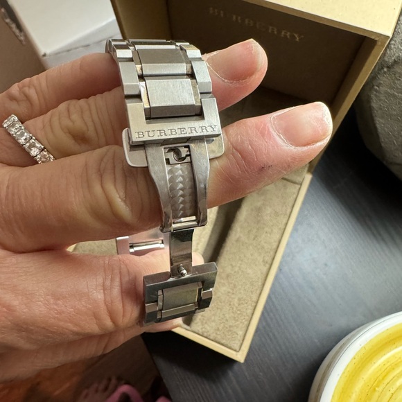 Burberry Silver Watch with Blue Face-BU9363 - Picture 6 of 14
